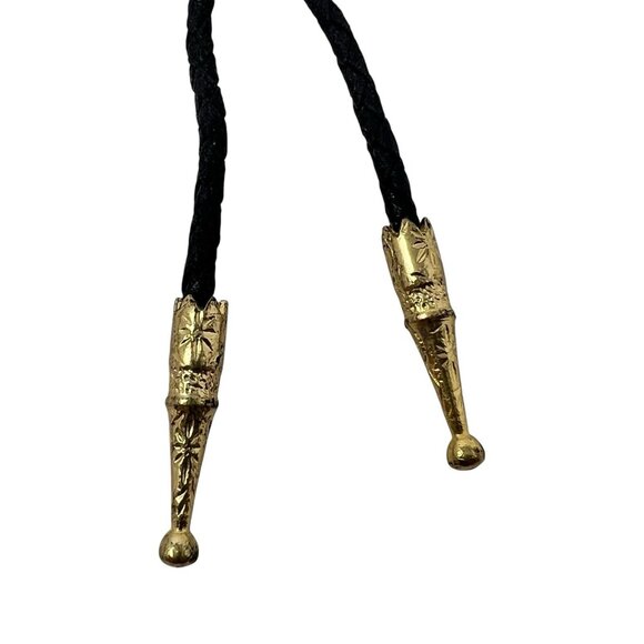 Vintage Bolo Western Tie Bald Eagle Gold Silver Retro Leather Braided Cord USA - Picture 4 of 4